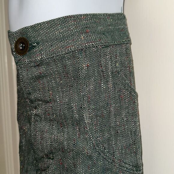 Vintage 70s H.I.S. For Girls green tweed bell bottom cuffed hem jeans - Picture 3 of 9